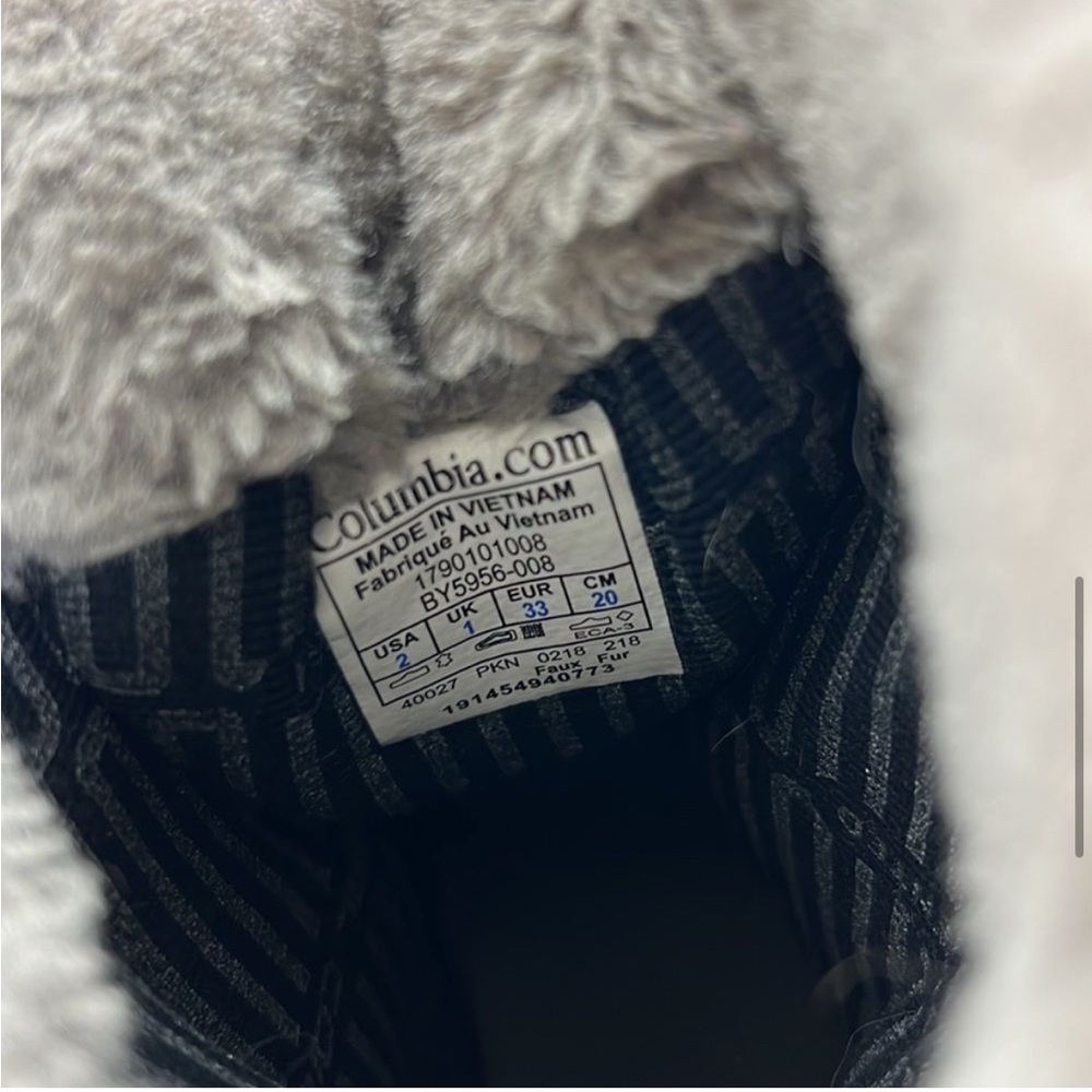 Columbia grey pink insulated waterproof winter snow boots us kids girls size 2 - Picture 3 of 8